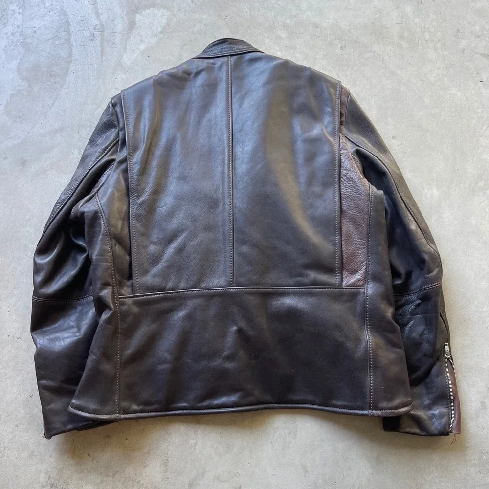 Vintage Vanson Associates Boston Brown Leather Cafe Racer Jacket Size 46 Talon